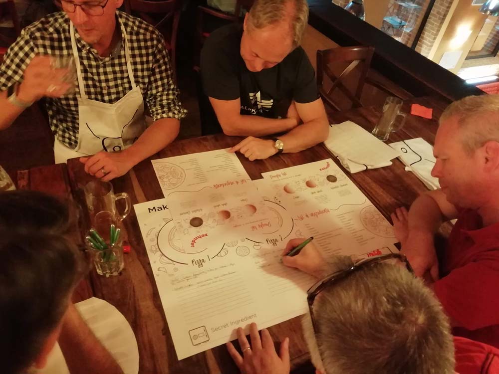 Team building make your pizza storyboard per Zehnder group al birrificio di como